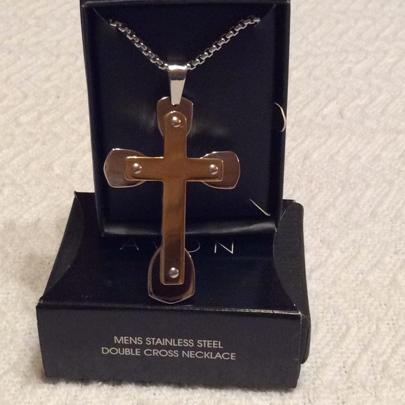 Avon Mens Stainless Steel Double Cross 